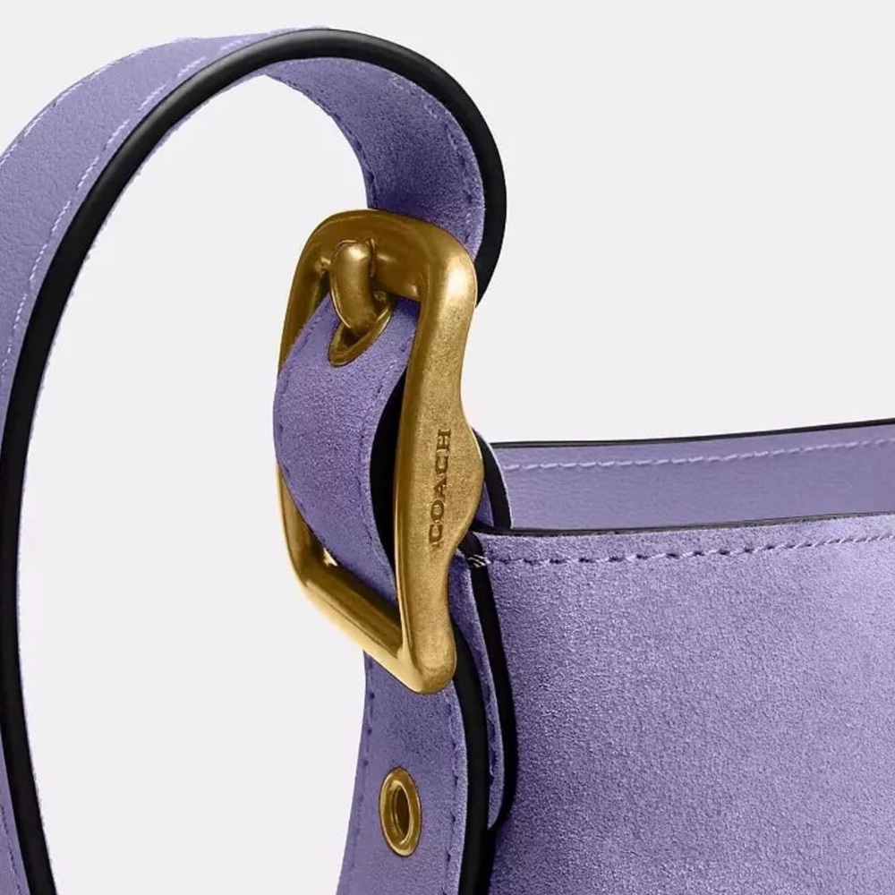 Coach Bleecker Bucket Bag 21 & Pouch in Brass/Violet Mist Purple Suede NWT - Picture 14 of 16